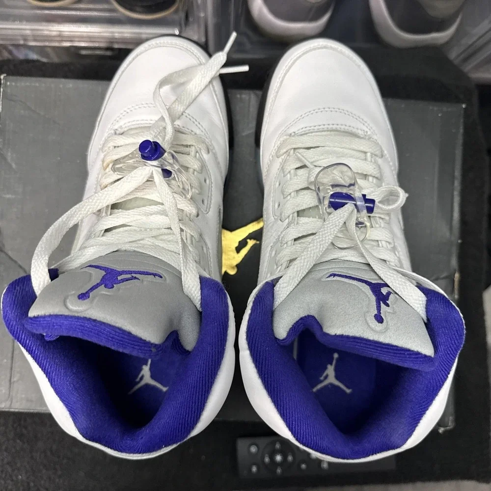 Jordan Air Jordan 5 Retro Concord White Purple Black Leather Sneakers size 7Y - Picture 6 of 13